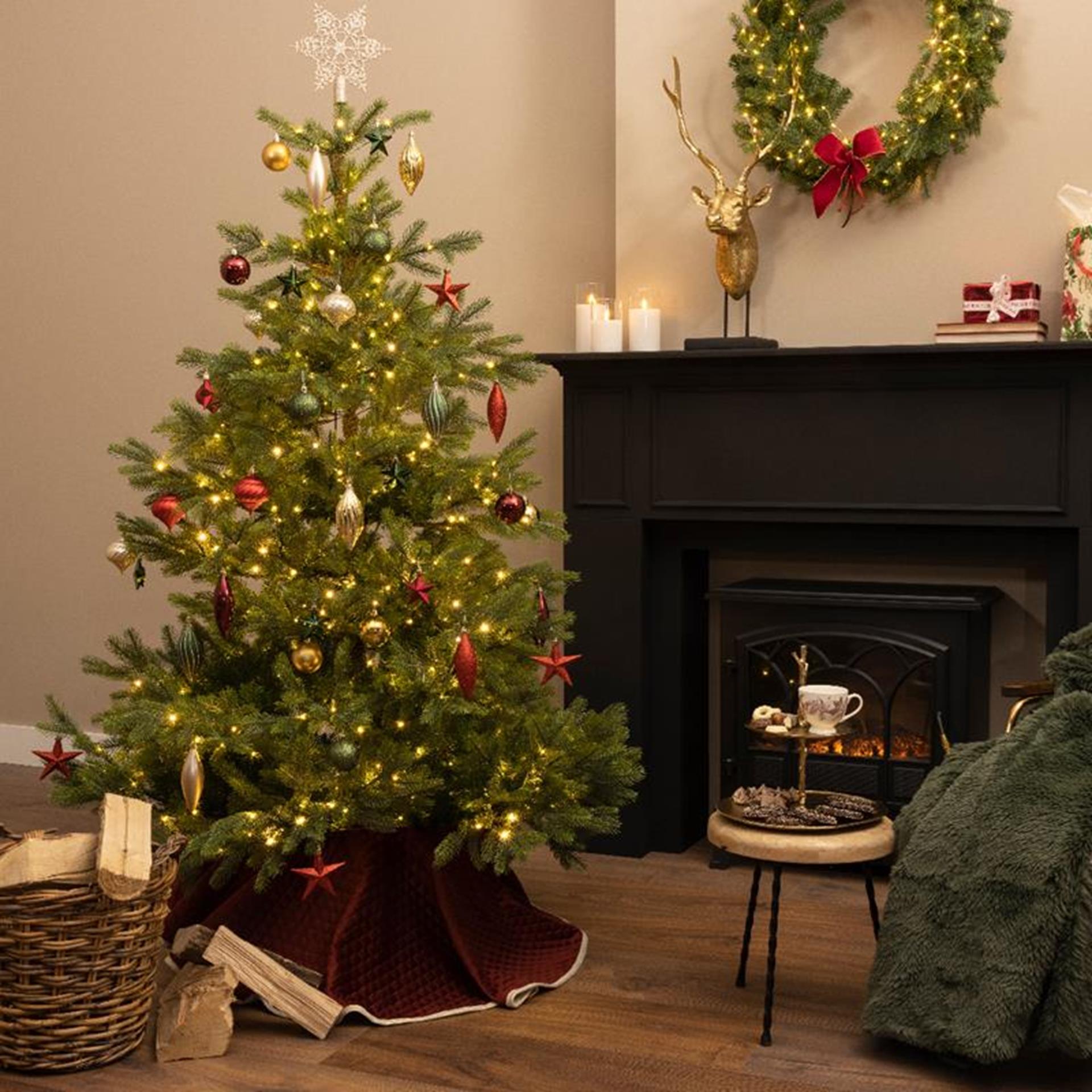 Decoris kerstballenset kunststof 60st rood groen