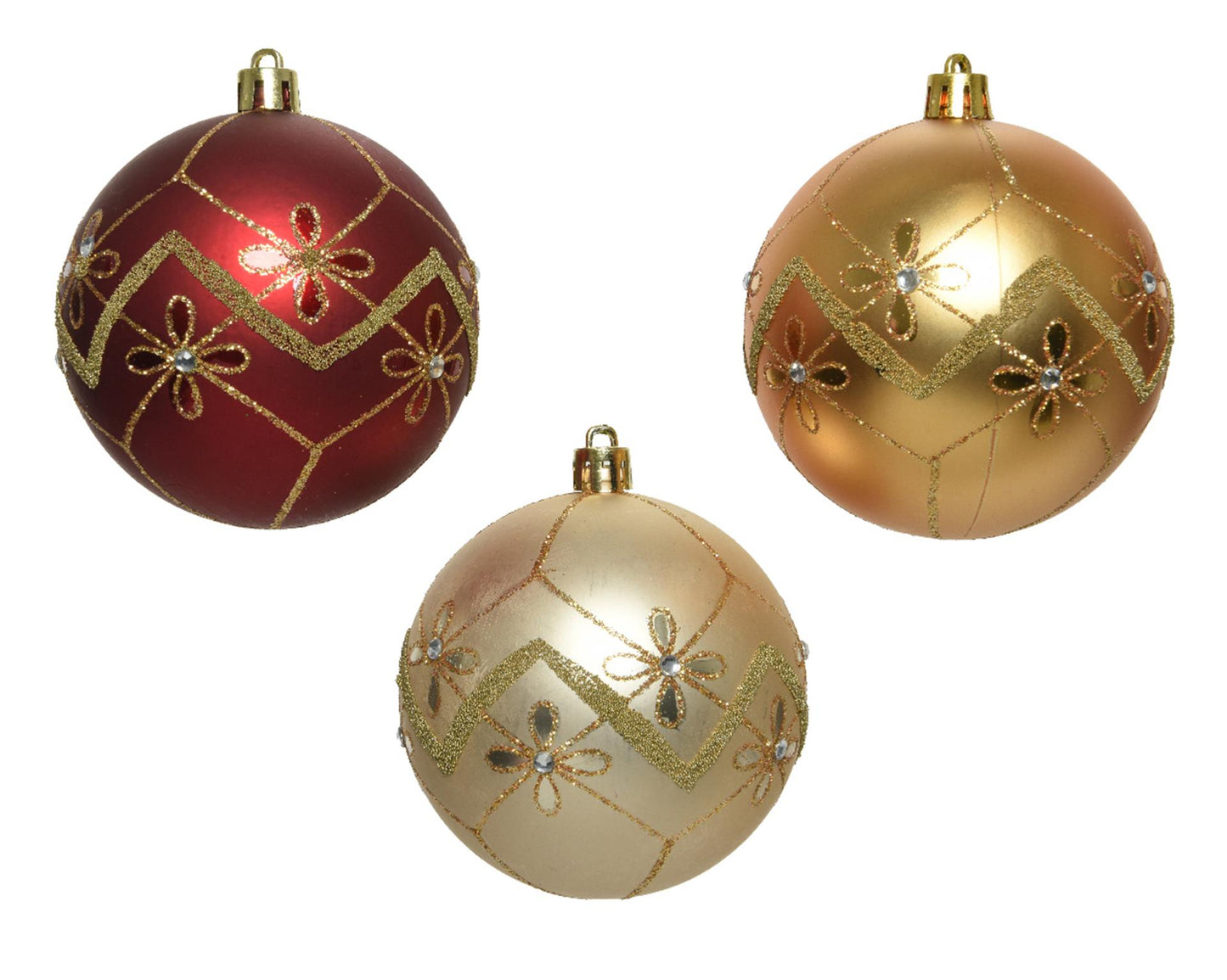 Decoris kerstballen mix 12st pearl goud rood