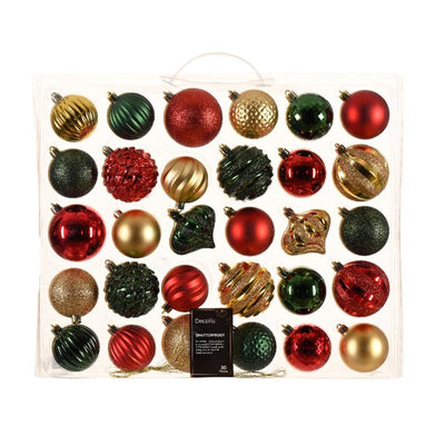 Decoris kerstballen kunststof 30 st.traditioneel