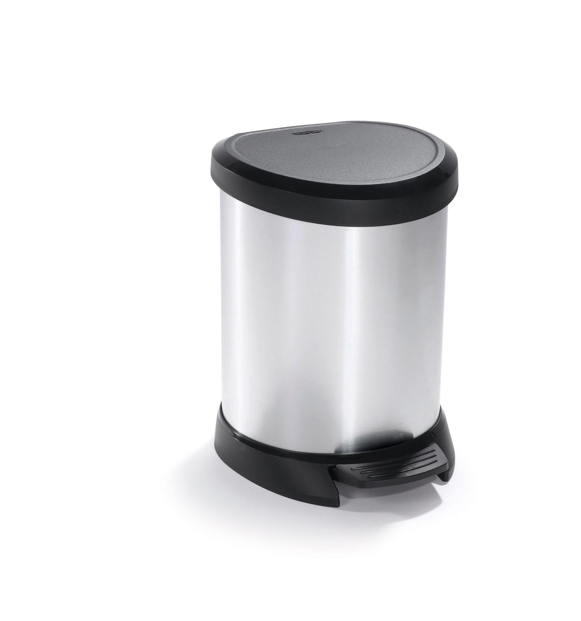 Curver decobin rond pedaalemmer 5 liter zilver zwart 25x21xh28
