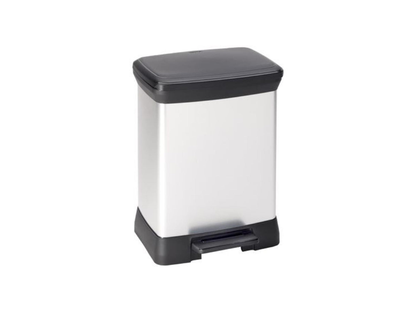Curver decobin rechthoek pedaalemmer 30 liter zilver zwart 59x39x29cm