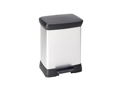 Curver decobin rechthoek pedaalemmer 30 liter zilver zwart 59x39x29cm
