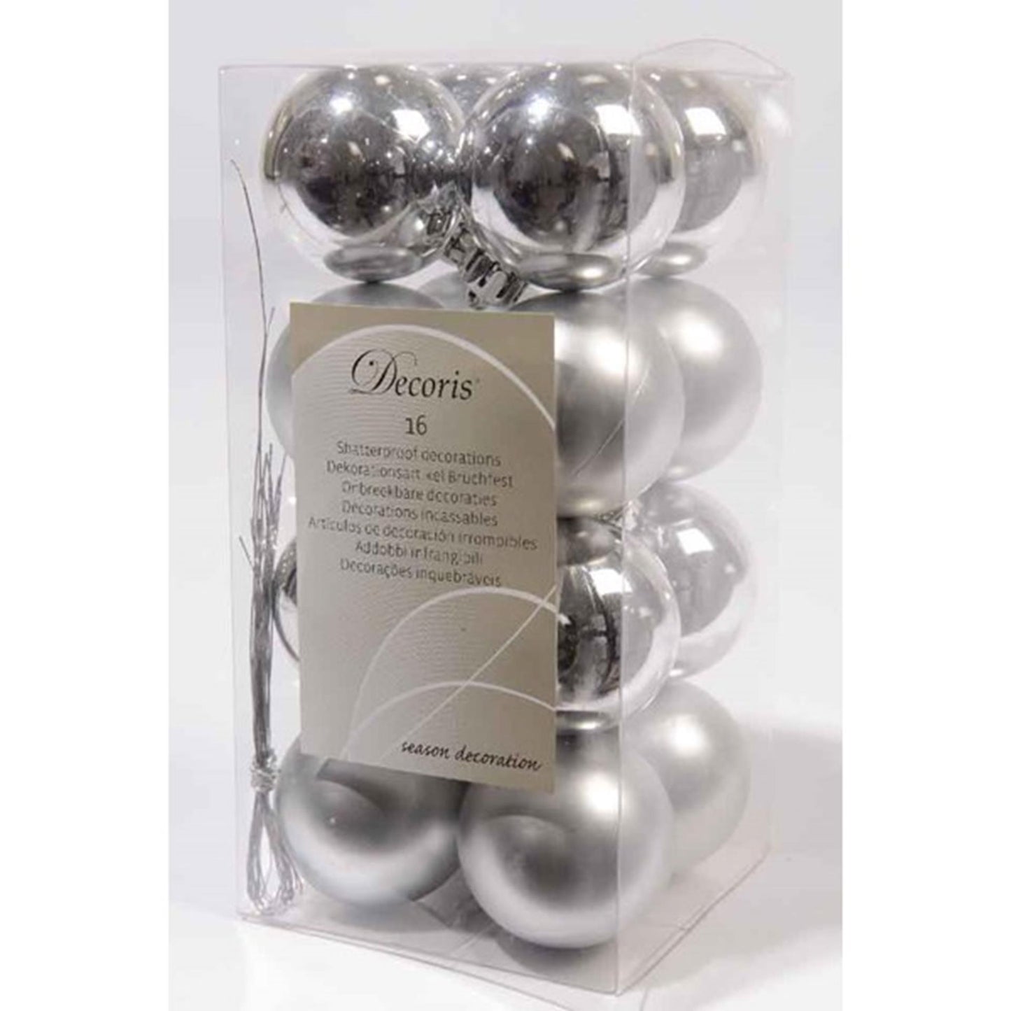 Decoris kerstballen kunststof zilver glans mat ø40mm<br> transbox a 16 stuks
