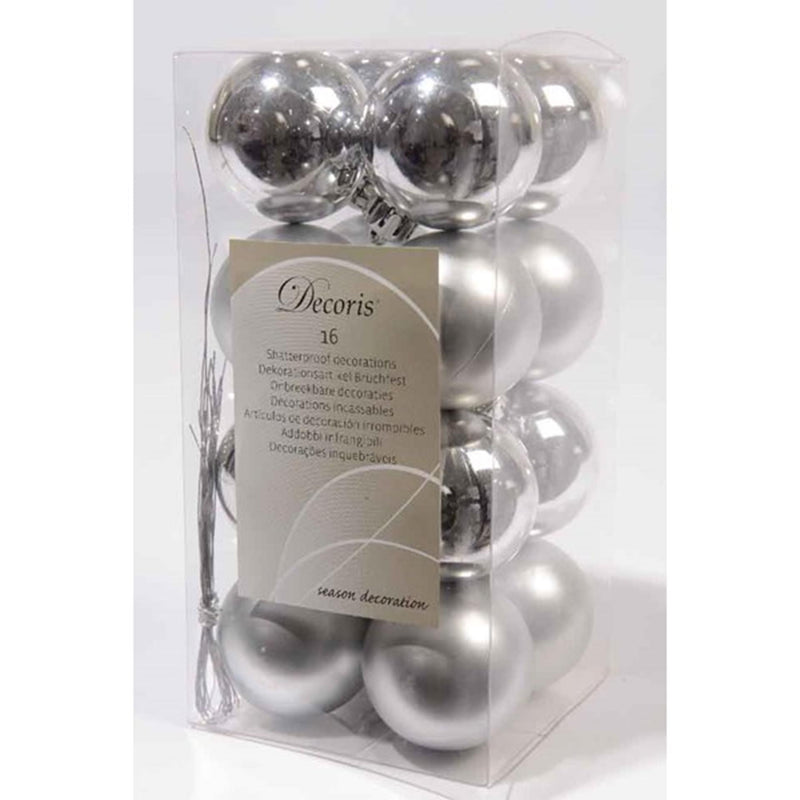 Decoris kerstballen kunststof zilver glans mat ø40mm<br> transbox a 16 stuks