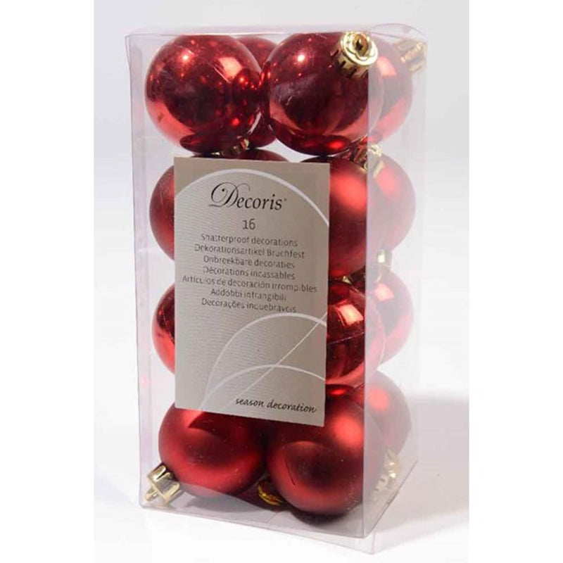 Decoris kerstballen kunststof 4cm kerstrood 16st