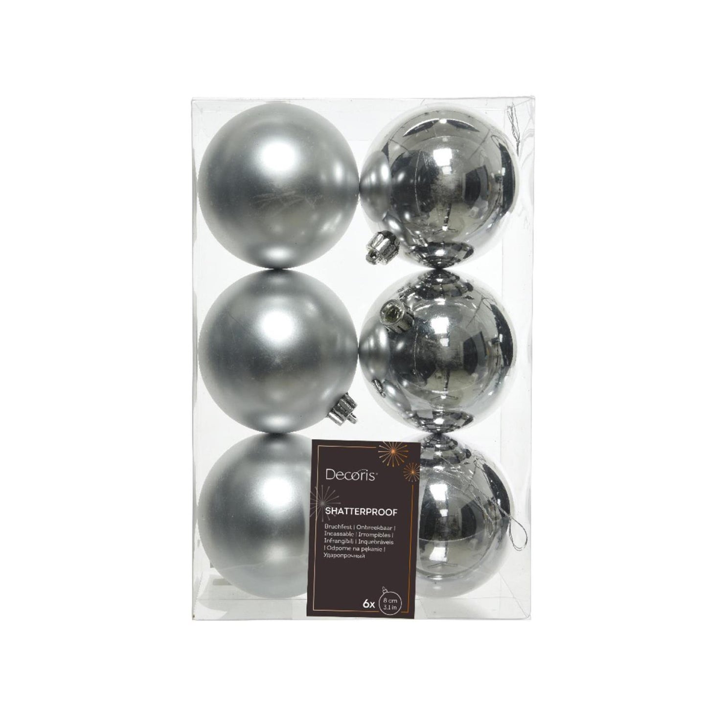 Decoris kerstballen van kunststof glans goud dia.8 cm 6-delig