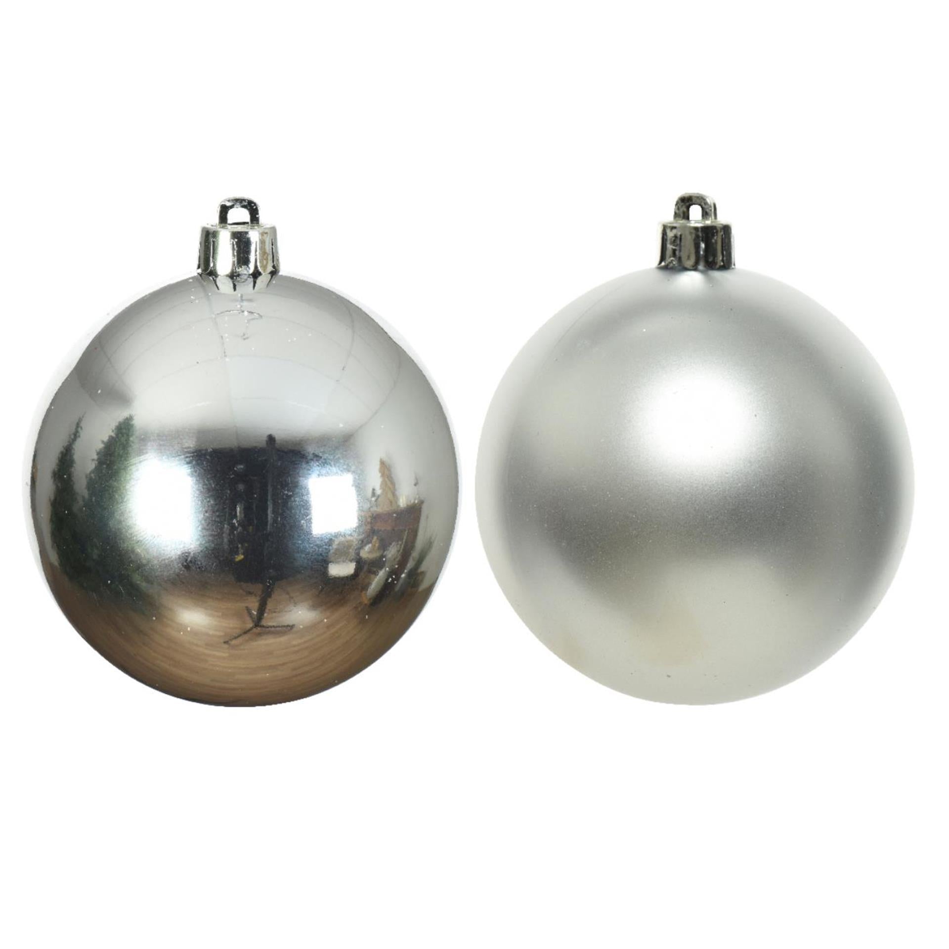 Decoris kerstballen kunststof zilver dia cm 6dlg