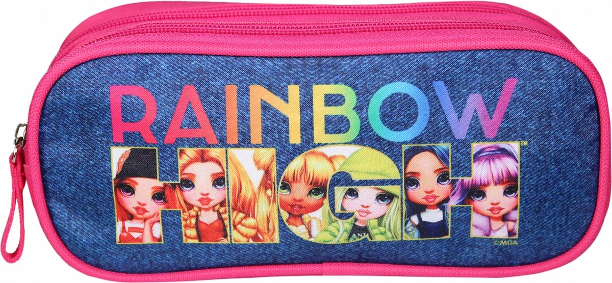 Jim jam rainbow pennenetui 23x7x10 cm 2 vakken met rits