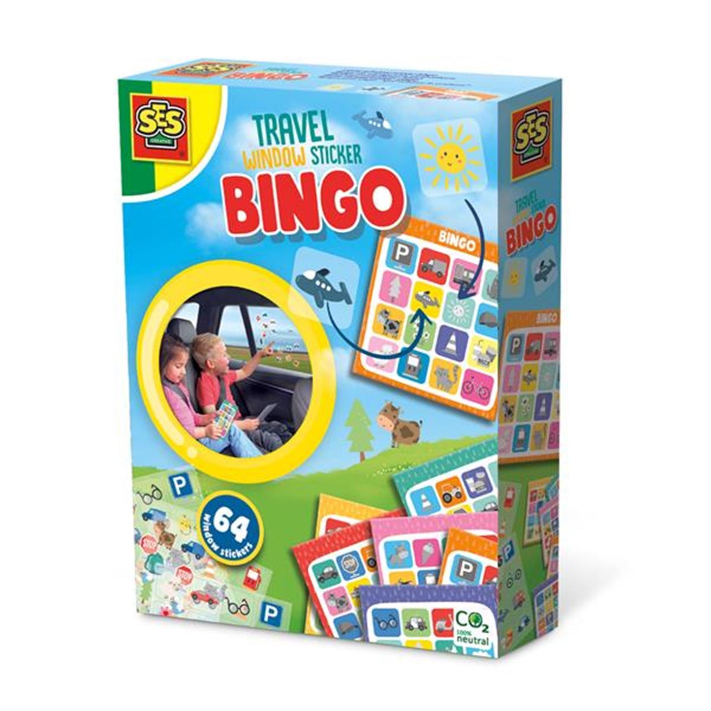 Ses reisspel raamsticker bingo