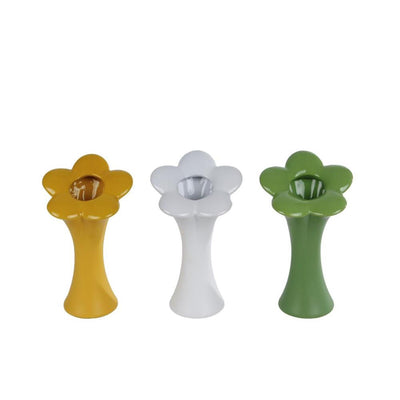 Cosydecor vaas bloem m groen geel wit 9,5x9,5x20cm