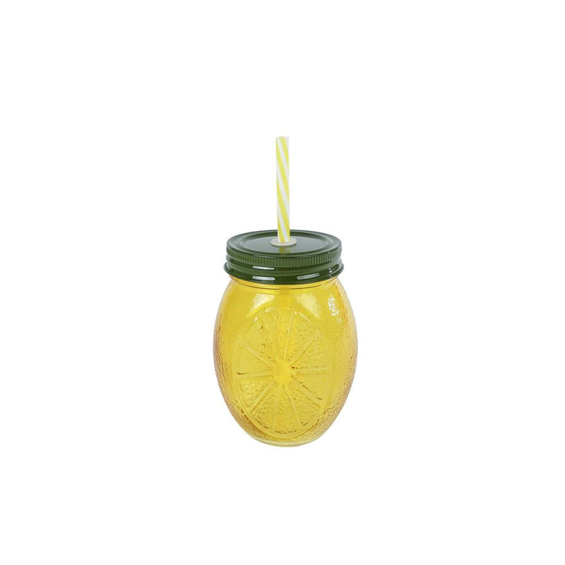 Citroen drinkglas met rietje