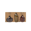Vaas glas set a 3st bruin groen grijs