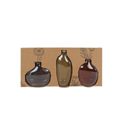 Vaas glas set a 3st bruin groen grijs
