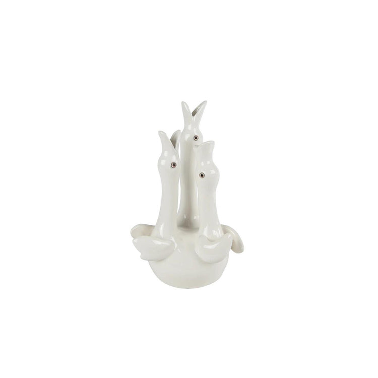 Vaas three swan off-white aardewerk 15,5x13x27,5cm