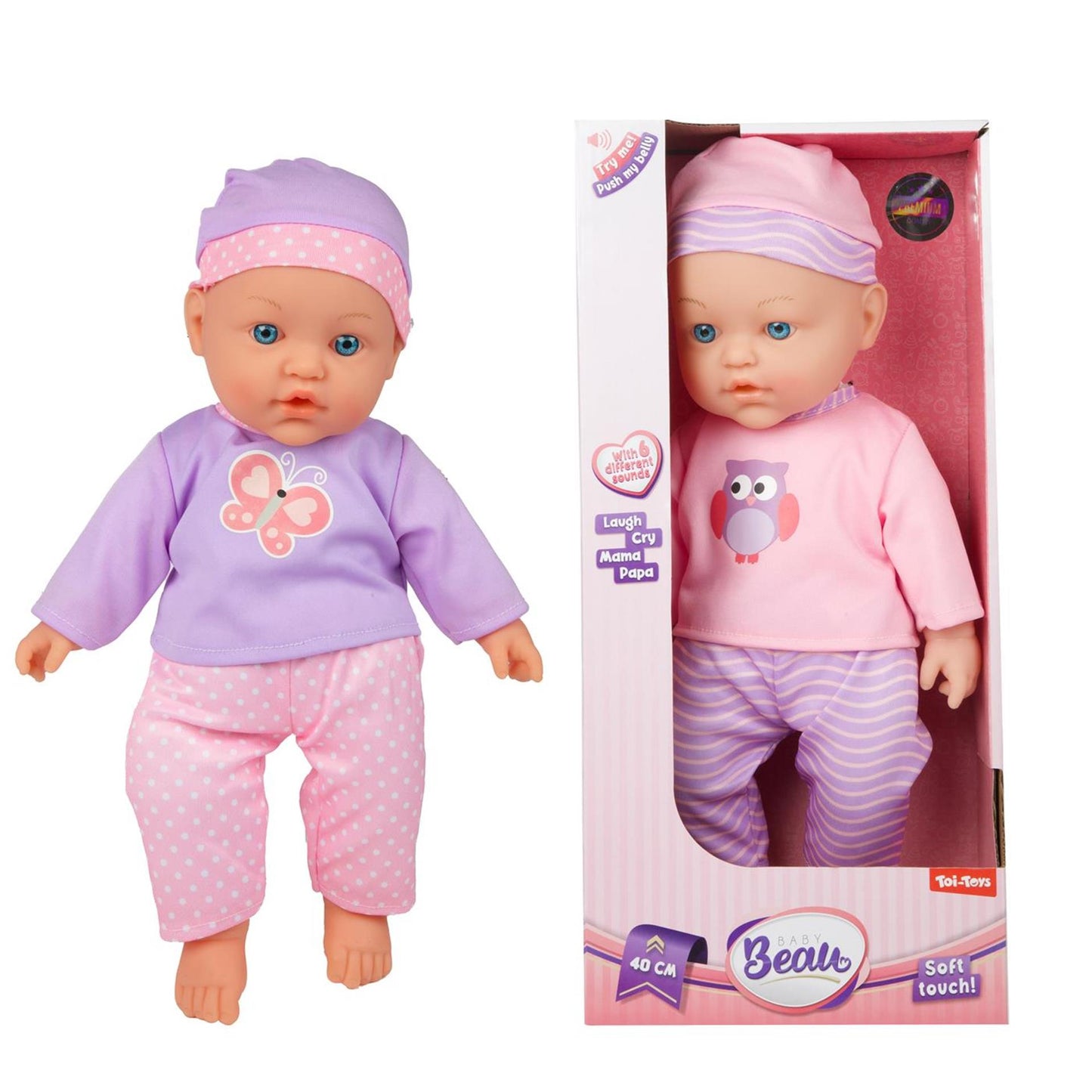 Toi-toys beau zachte babypop 40cm met geluid