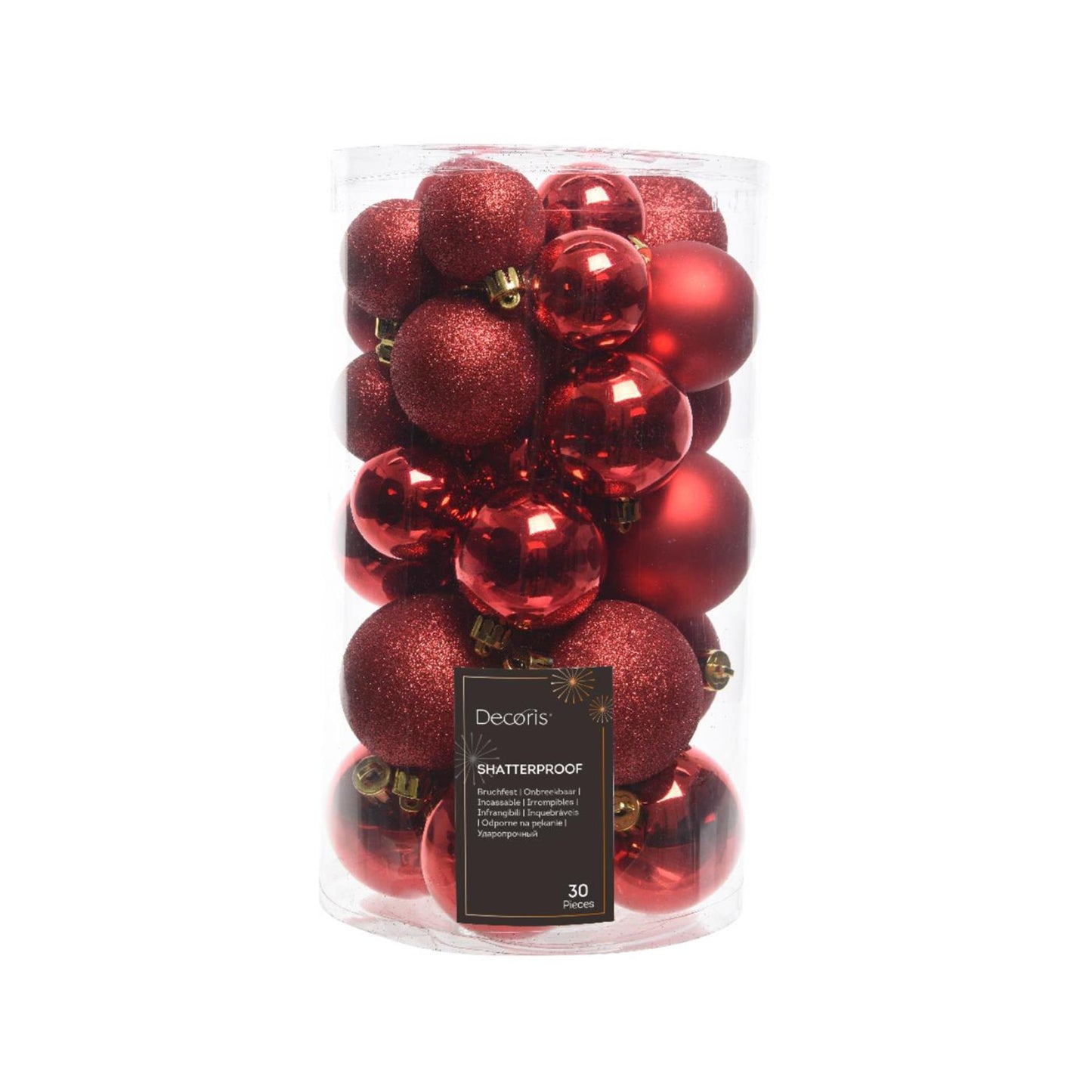 Decoris kerstballen mix kunststof rood 30-delig