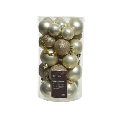 Decoris kerstballen mix kunststof parel 30-delig