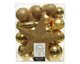 Decoris kerstballenset van kunststof licht goud box a 33stuks - afbeelding 1