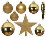 Decoris kerstballenset van kunststof licht goud box a 33stuks - afbeelding 2