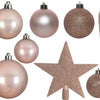 Decoris kerstballenset van kunststof roze box a 33 stuks