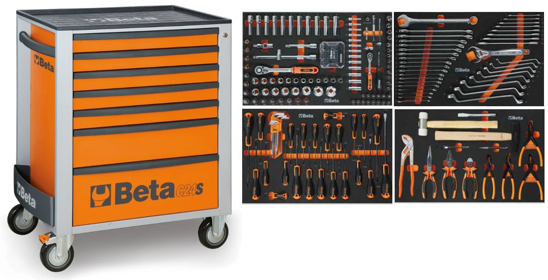 Beta Gereedschapswagen 7 Laden Oranje incl. 240-delig assortiment