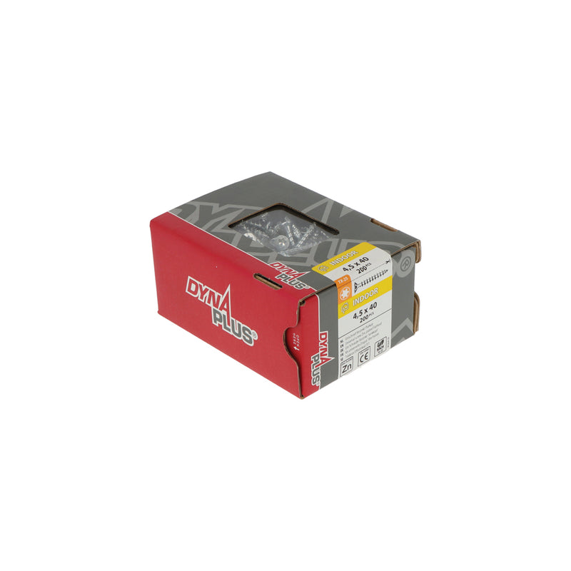 Dynaplus unischroef spaanplaatschroef verzinkt platkop voldraad torx tx25 4.5x40 | 200 stuks - 0281.01.33601