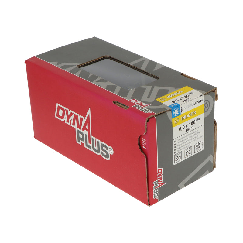 Dynaplus constructieschroef verzinkt platkop deeldraad +snijpunt torx tx30 6.0x160 80 | 100 stuks - 0281.01.51201