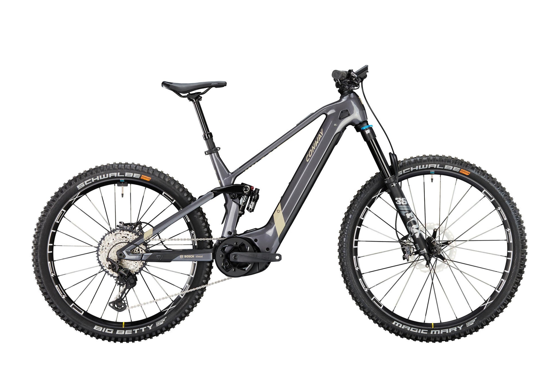 Conway elektrische mtb full-suspension xyron s 8.9 mx carbon mod. 24 ebike conw.xyron s 8.9 29 43 full sus. grey des.