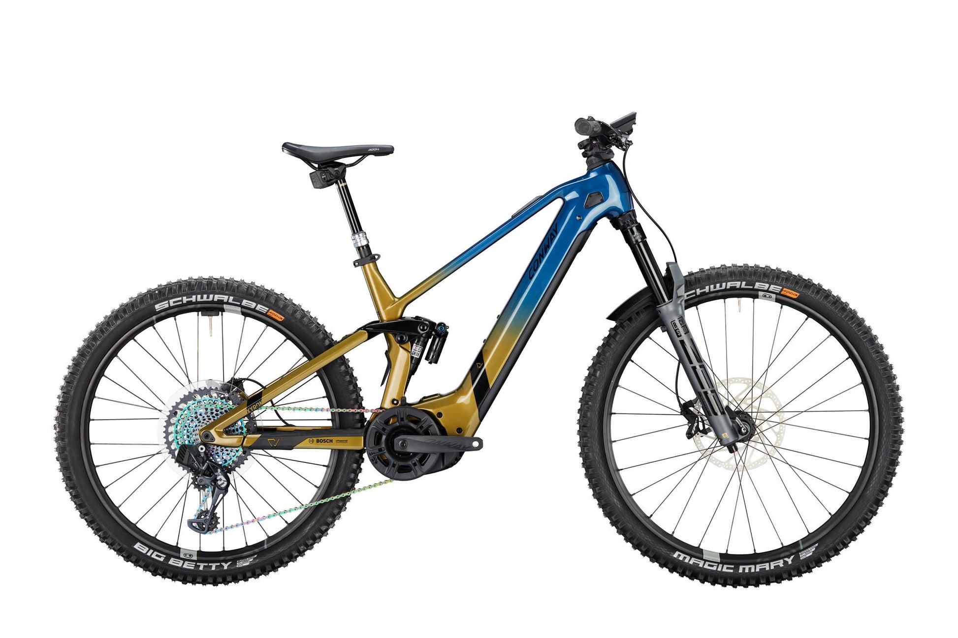 Conway elektrische mtb full-suspension xyron s 9.9 mx carbon mod. 23 ebike conw. xyron s 9.9 29 46 full sus. blue br.