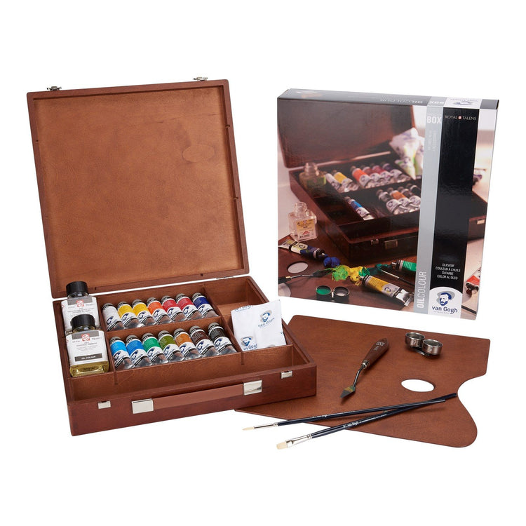 Van gogh • olieverf kist inspiration met 14 kleuren in tubes van 40ml + accessoires