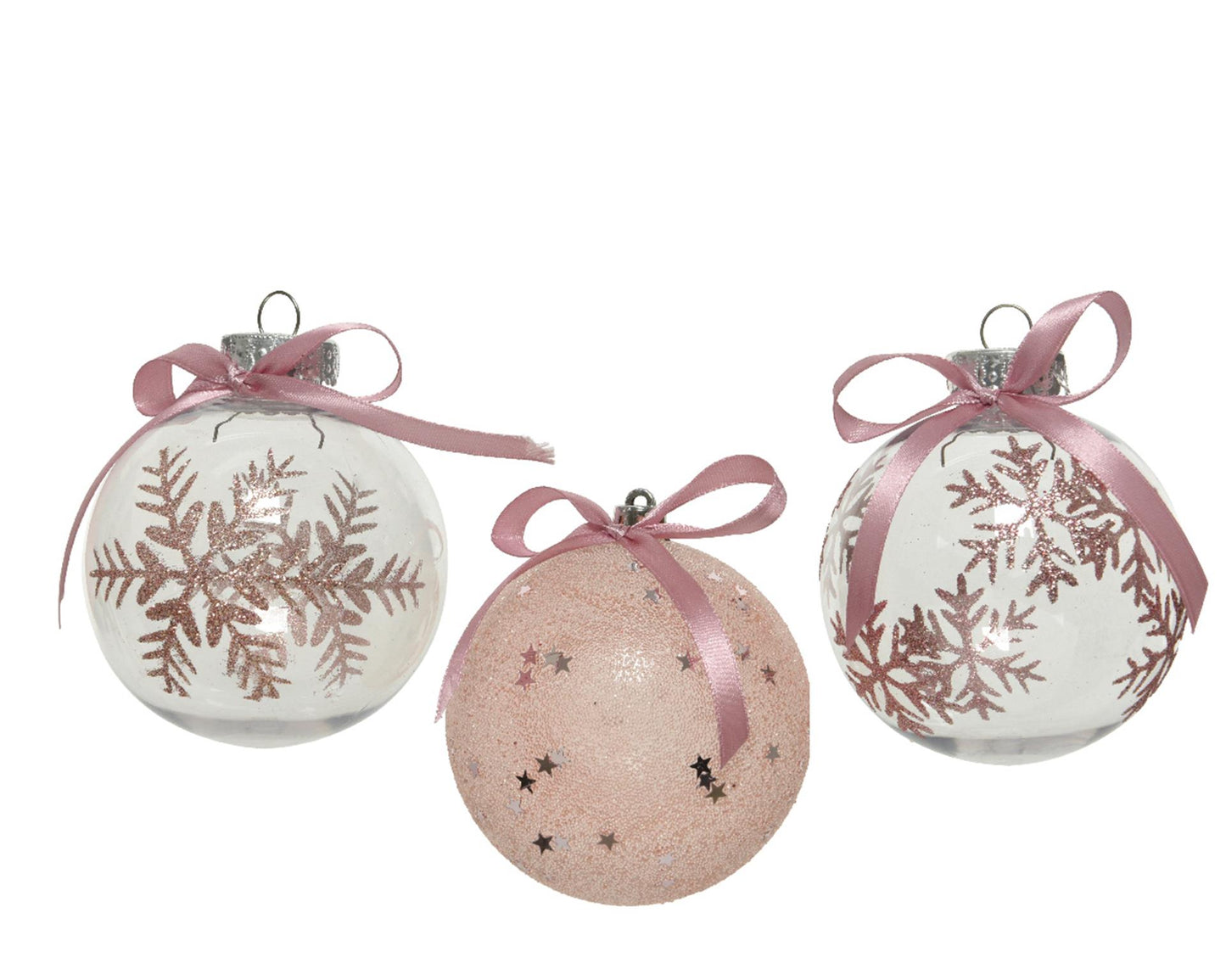 Decoris kerstballen mix kunststof 8cm 12st roze