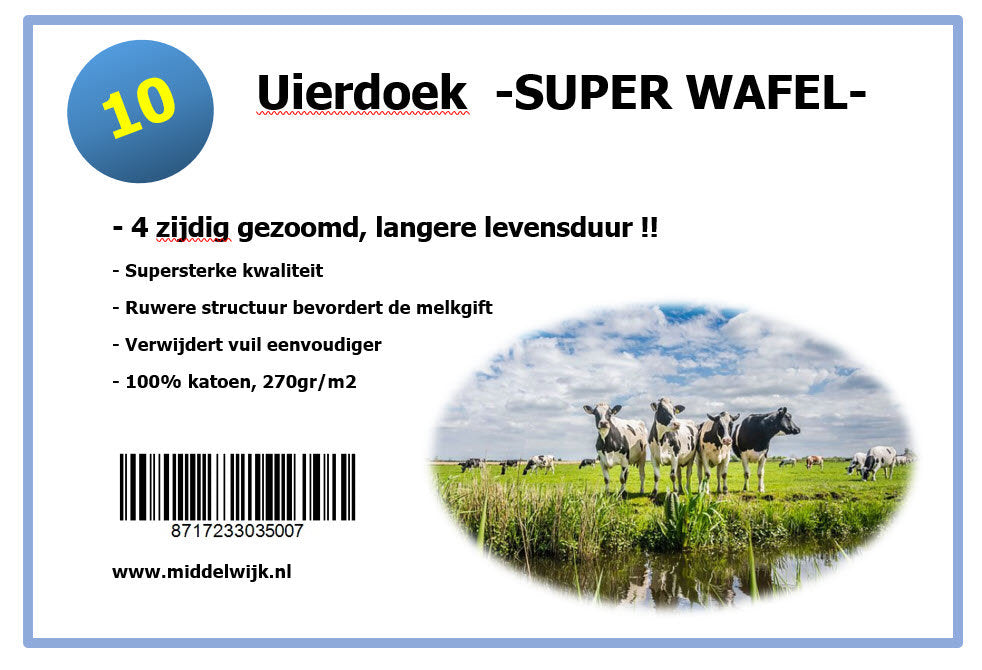 Producten uierdoek melkdoek super wafel 100 katoen 45x45cm 4 zijdig