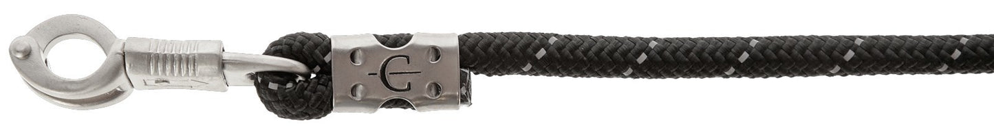 Producten halstertouw reflective black silver paniekhaak