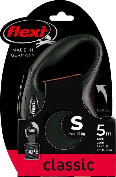 Flexi producten rollijn new classic band zwart s 5 meter tot 15kg
