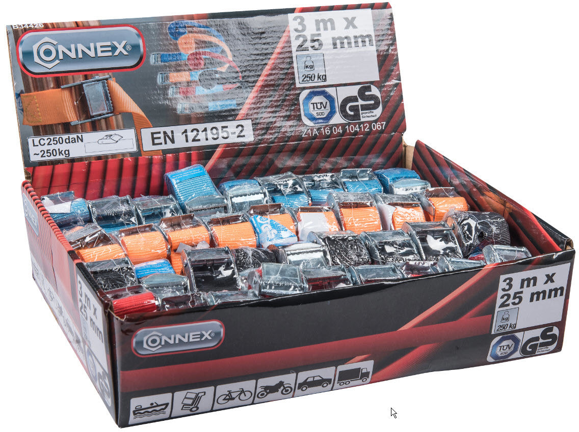 Connex producten spanband 1 delig met klemgesp 3meter 25mm
