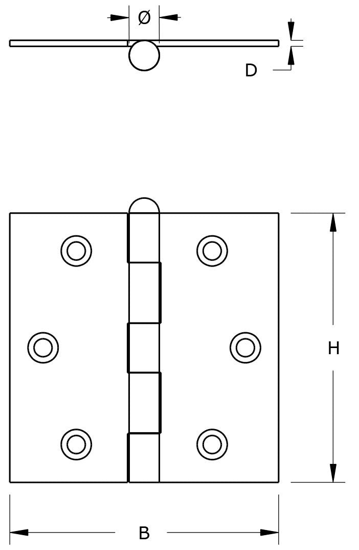 Producten scharnier verzinkt rechte hoeken losse pen 76x76cm