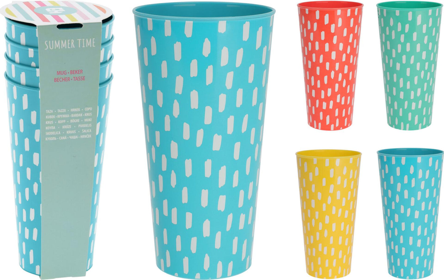 Excellent houseware bekerset 4-delig 400ml kunststof met print