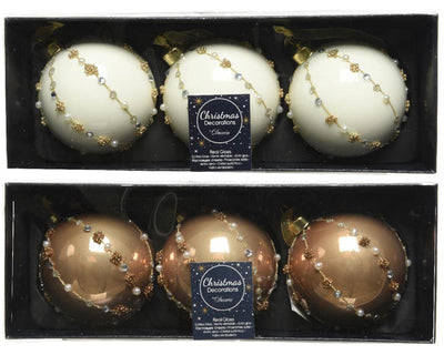 Decoris kerstballenset glas a 3 stuks camel 8cm