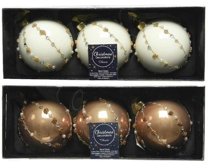 Decoris kerstballenset glas a 3 stuks camel 8cm