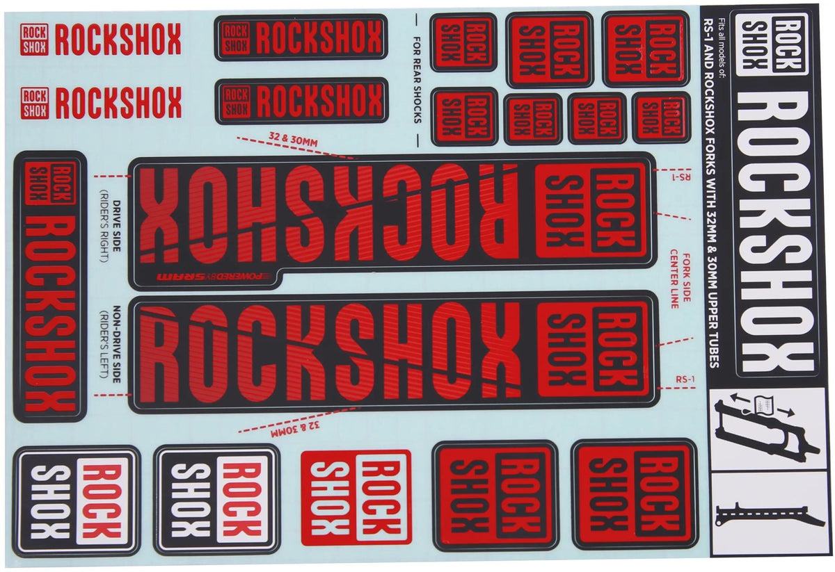 Rockshox decor set decal set red