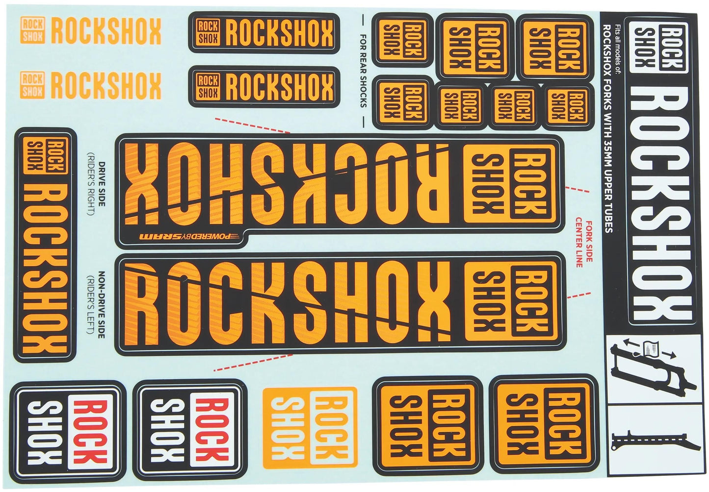 Rockshox decor set decal set orange