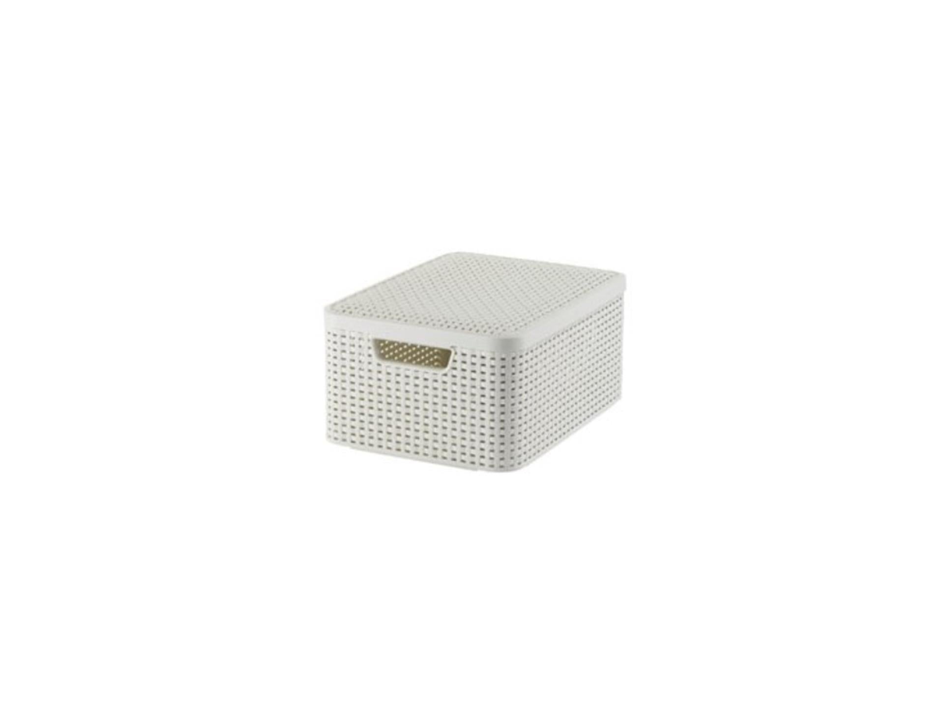 Curver style mand m met deksel rotanstyle ivoor (lxbxh 38x28x19cm)