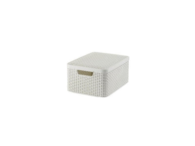 Curver style mand m met deksel rotanstyle ivoor (lxbxh 38x28x19cm)