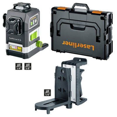 Laserliner powerplane-laser 3g multi-18v - geleverd met 7-delige poweradapterset 036.380.70 | zonder accu's en lader - 036.380l