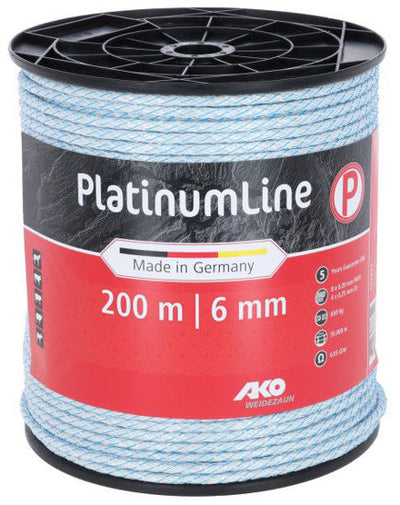 Ako platinumline afrasteringskoord 6mm 200m witblauw