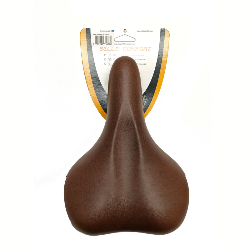 Selle comfort zadel ride. bruin met witte bumpers, zonder strop
