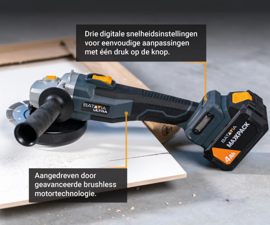Batavia producten maxxpack 18v accu haakseslijper 125mm brushles body