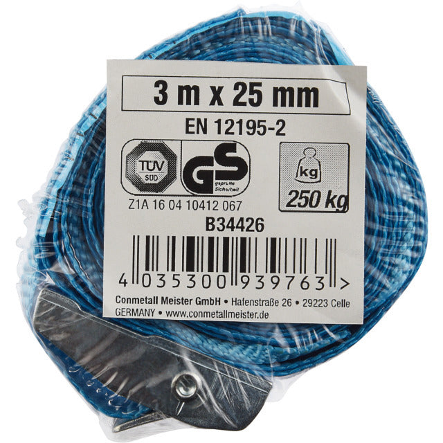 Connex producten spanband 1 delig met klemgesp 3meter 25mm