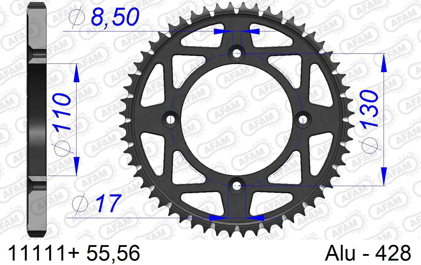 Afam chain wheel 428 55z alu black