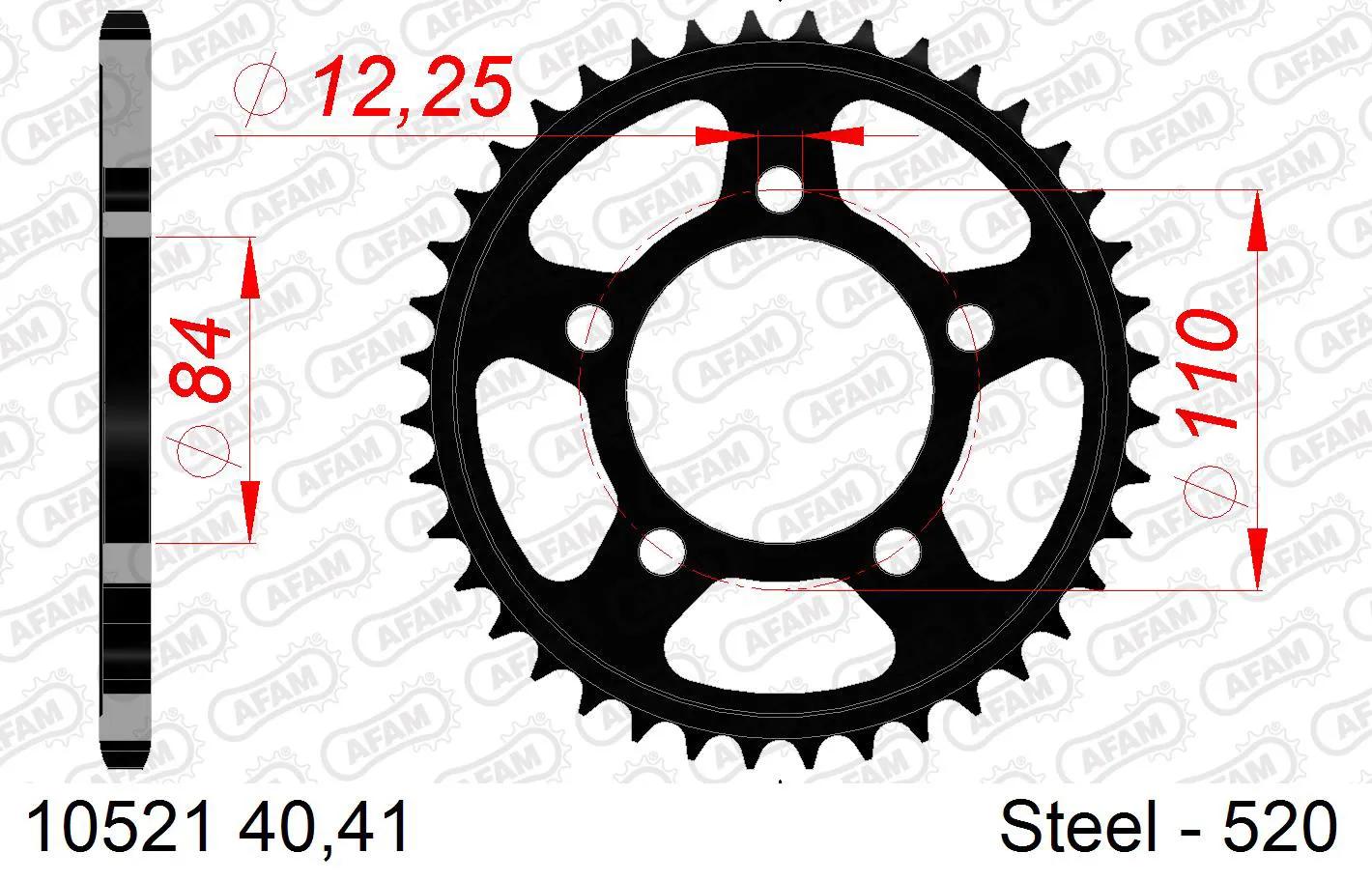 Afam chain wheel 520 41z steel black